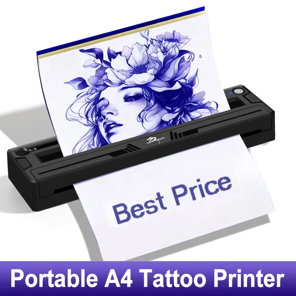 NEW Wireless Tattoo Stencil Printer Portable A4 Thermal Printer Kit Compatible with Phone iPad & PC for Tattoo Artists