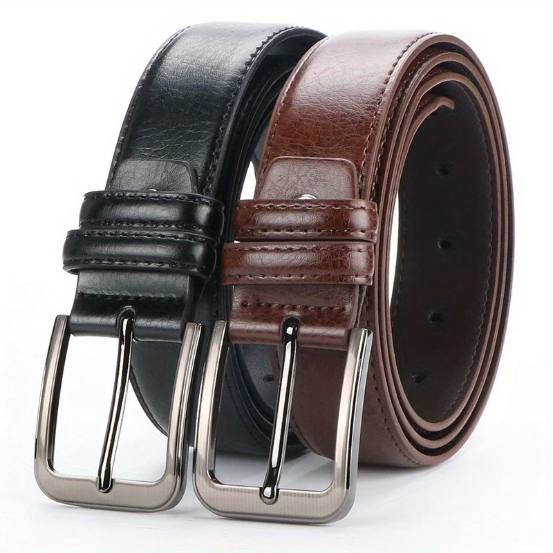 Men's vintage high-end new belt with pin buckle, simple and versatile, suitable for jeans and trousers