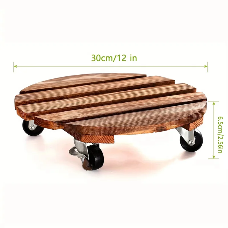 AT05-Round Plant Cart With Heavy-Duty Metal Lockable Wheel Rack, Suitable For Indoor/For Outdoor Plants
