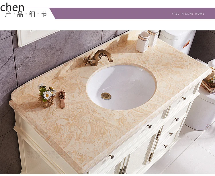HXL bathroom combination oak floor-to-ceiling marble washbasin cabinet solid wood bathroom washstand