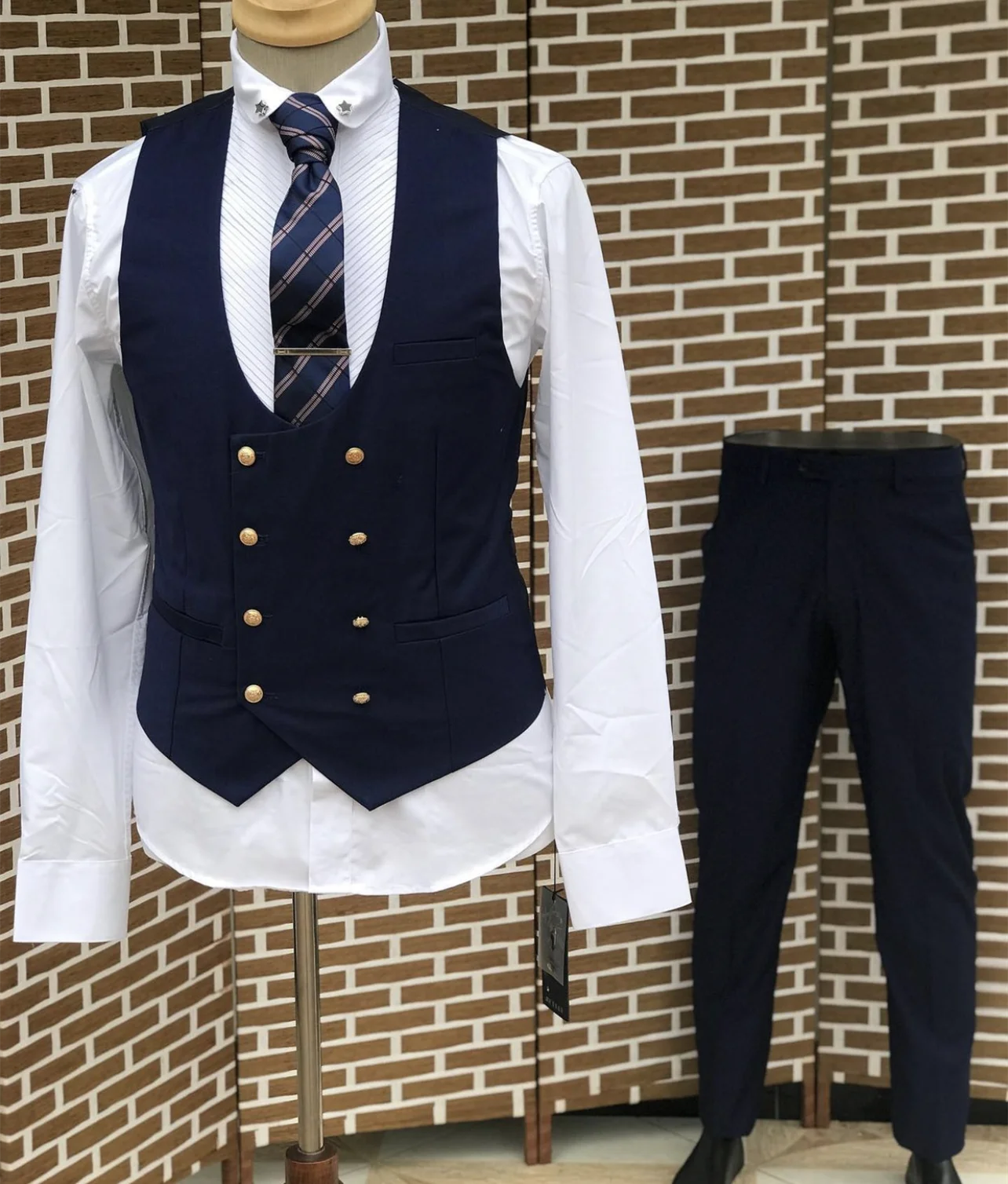 Handsome Business Men\'s Suit Wedding Jacket Pants Vest 3-Piece Sets Formal Party Dress Fashion Tuxedo for Male costume homme