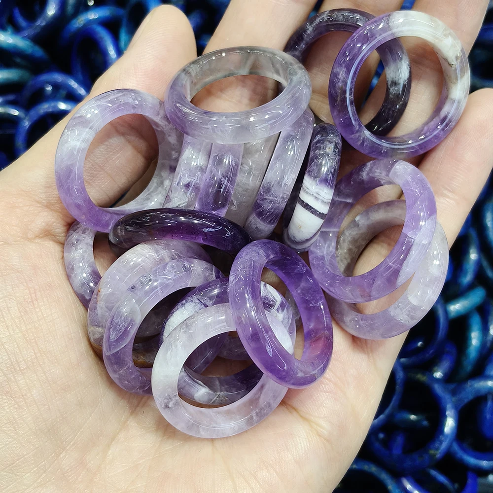 100% natural Gemstone tiger eye amethyst rose quartz lapis lazuli Ring size 17-20mm for women men Party Jewelry gift - view 2