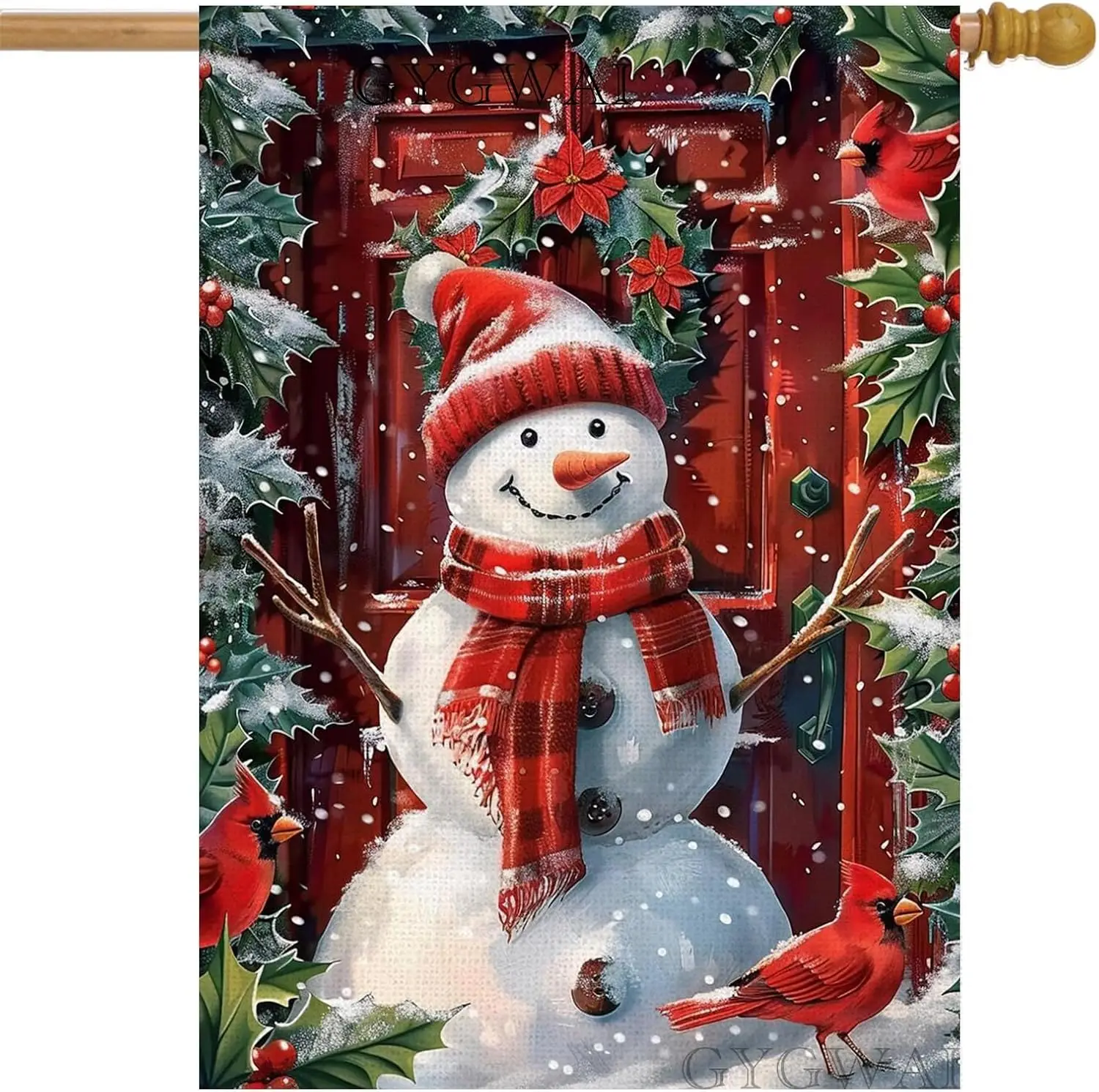 Christmas Snowman Garden Flag 28x40 Double Sided for Outside, Large Burlap Winter Holiday Yard Flag, Outdoor Welcome Flag fo LLG
