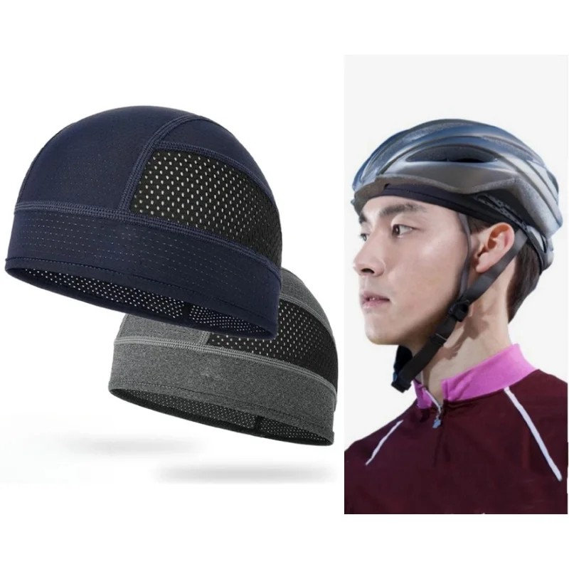 Motorcycle Under Helmet Inner Cap Quick Dry Breathable Mesh MTB Racing Cap Absorb Sweat Headwrap Sports Running Lined Beanie Hat