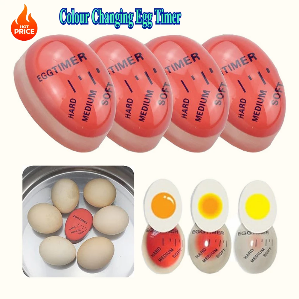 1pcs Egg Timer Colorful Egg Cooking Color Change Delicious Soft and Hard Boiling Environmentally Friendly Resin Red Tool Kitchen