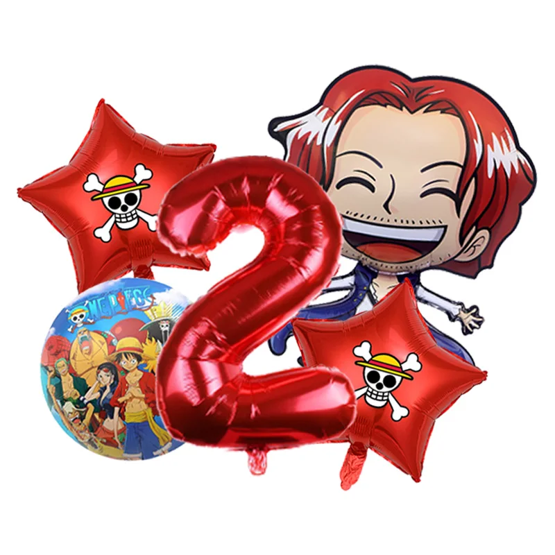 One Piece Verjaardagsballonarrangement Luffy Strohoed Folie plus Glitter Accent Mylar voor Kinderen Anime Taarttafeldecoratie