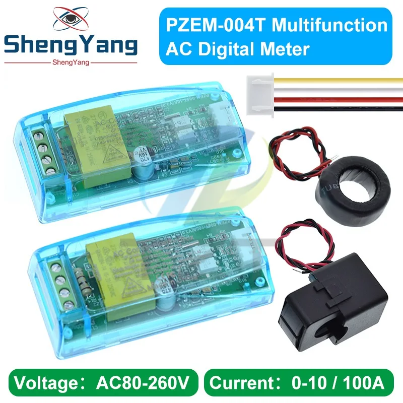 TZT AC Digital Multifunction Meter Watt Power Volt Amp TTL Current Test Module PZEM-004T With Coil 0-100A 80-260V AC For Arduino