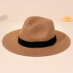 Summer New Fashion Versatile Top Hat For Men and Women's Sunshade Grass Weaving Sun Protection Hat With Large Brim Straw Hat