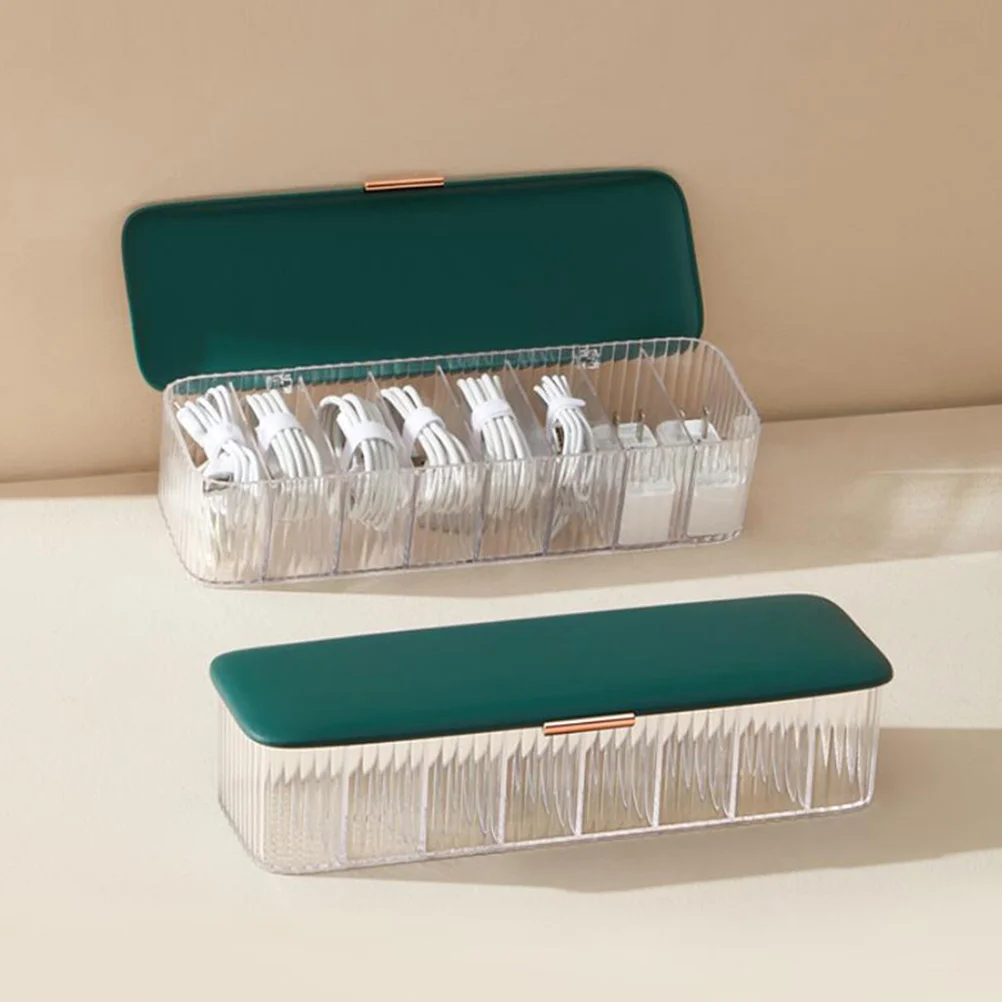 

Multi-Grid Cable Storage Box Dustproof Transparent Organizer Durable Waterproof Cord Holder For Office Study Room Living Space