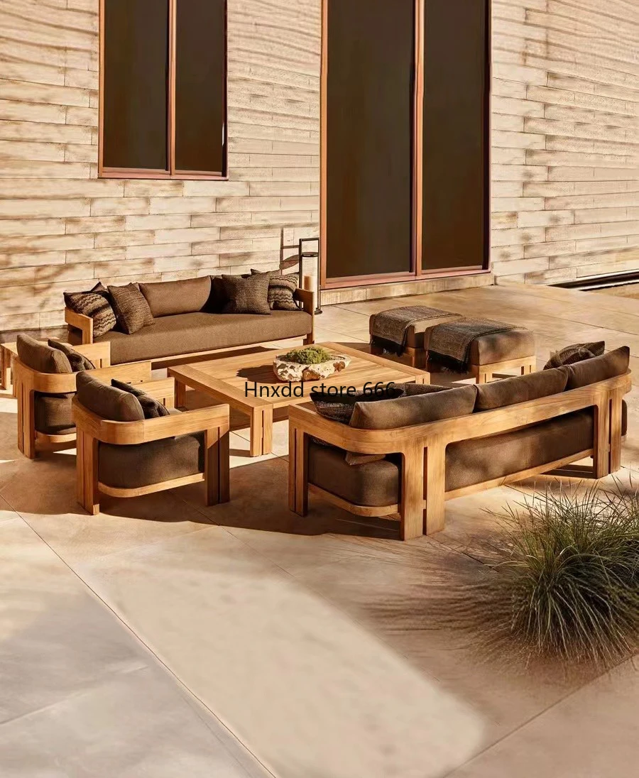 Outdoor teak sofa courtyard garden leisure combination