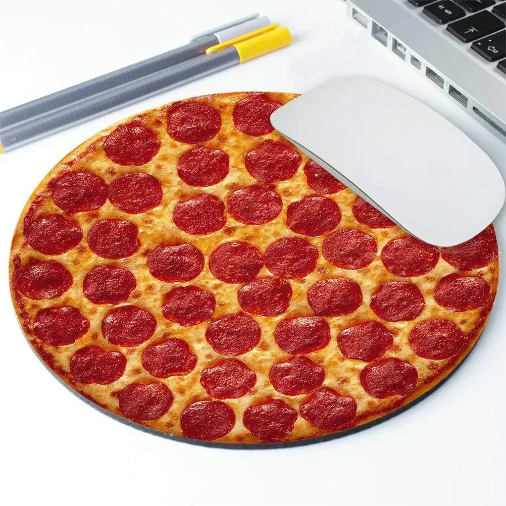 Circle Mouse Pad Mousepad Coworker Teacher Gift Cheesy Pepperoni Pizza Mouse pad for Laptop Computer Home 7.9 x 7.9 Inch