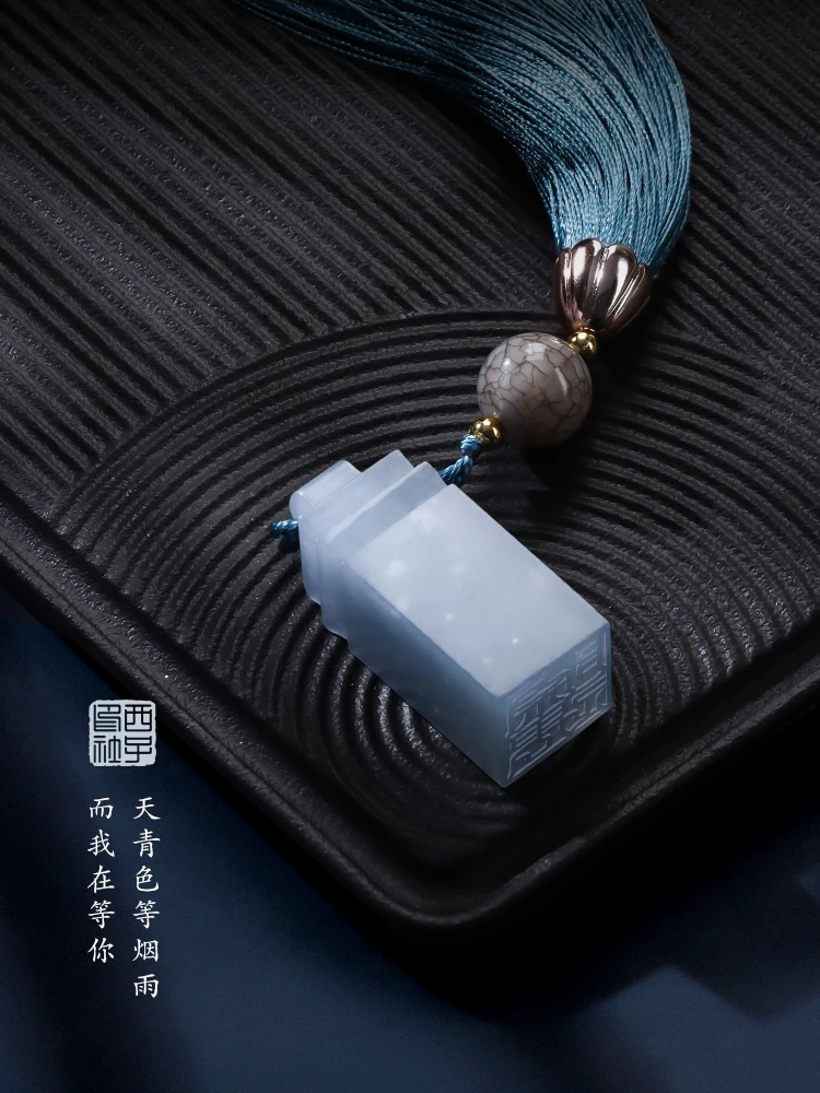 

Custom Stone jade Stamp Grayish blue Name Seal Chinese character Carving by oneself Chinese Gift