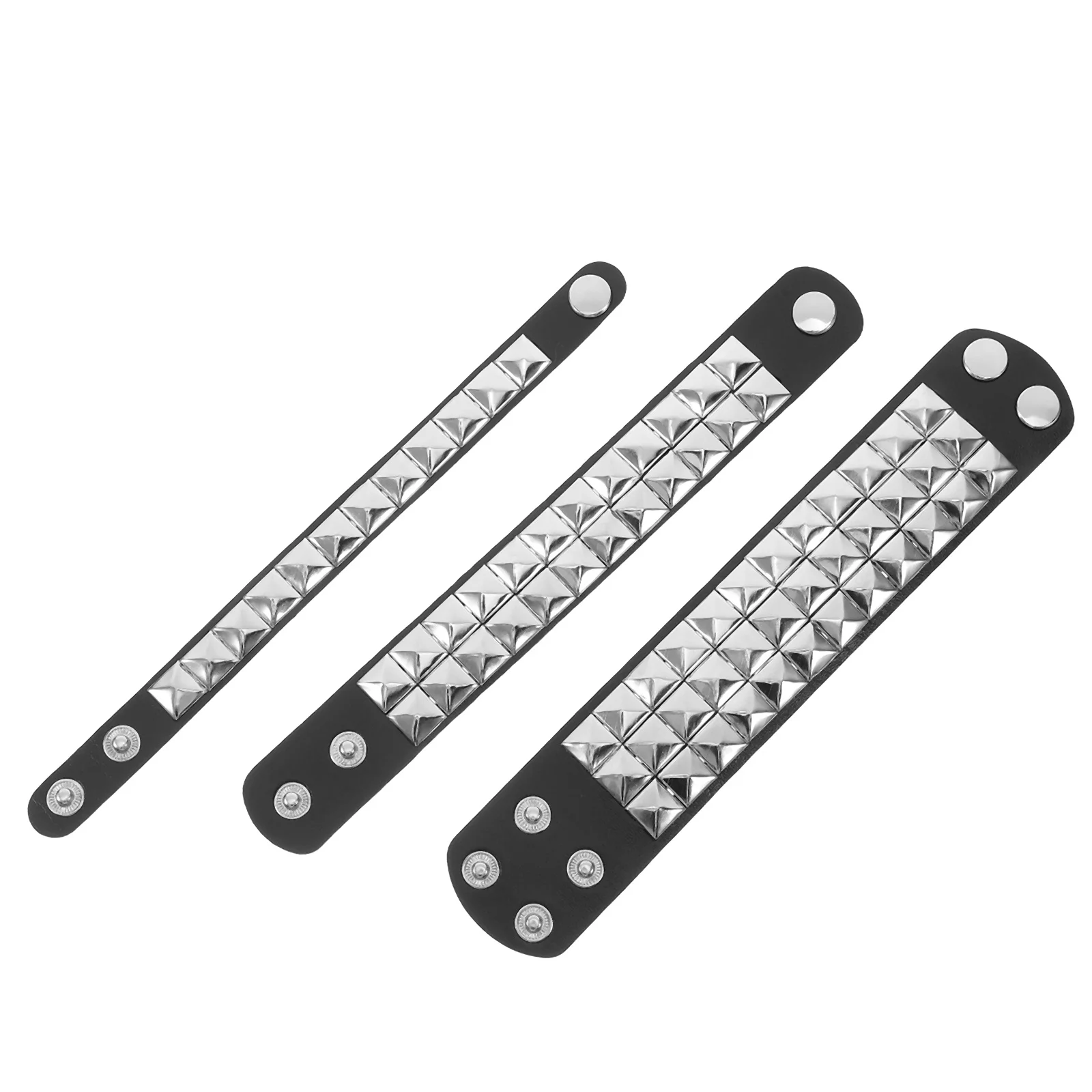 

3pcs Punk Bracelet Set Stylish Studded Wristbands Pu Adjustable For Men Women Vintage Accessories