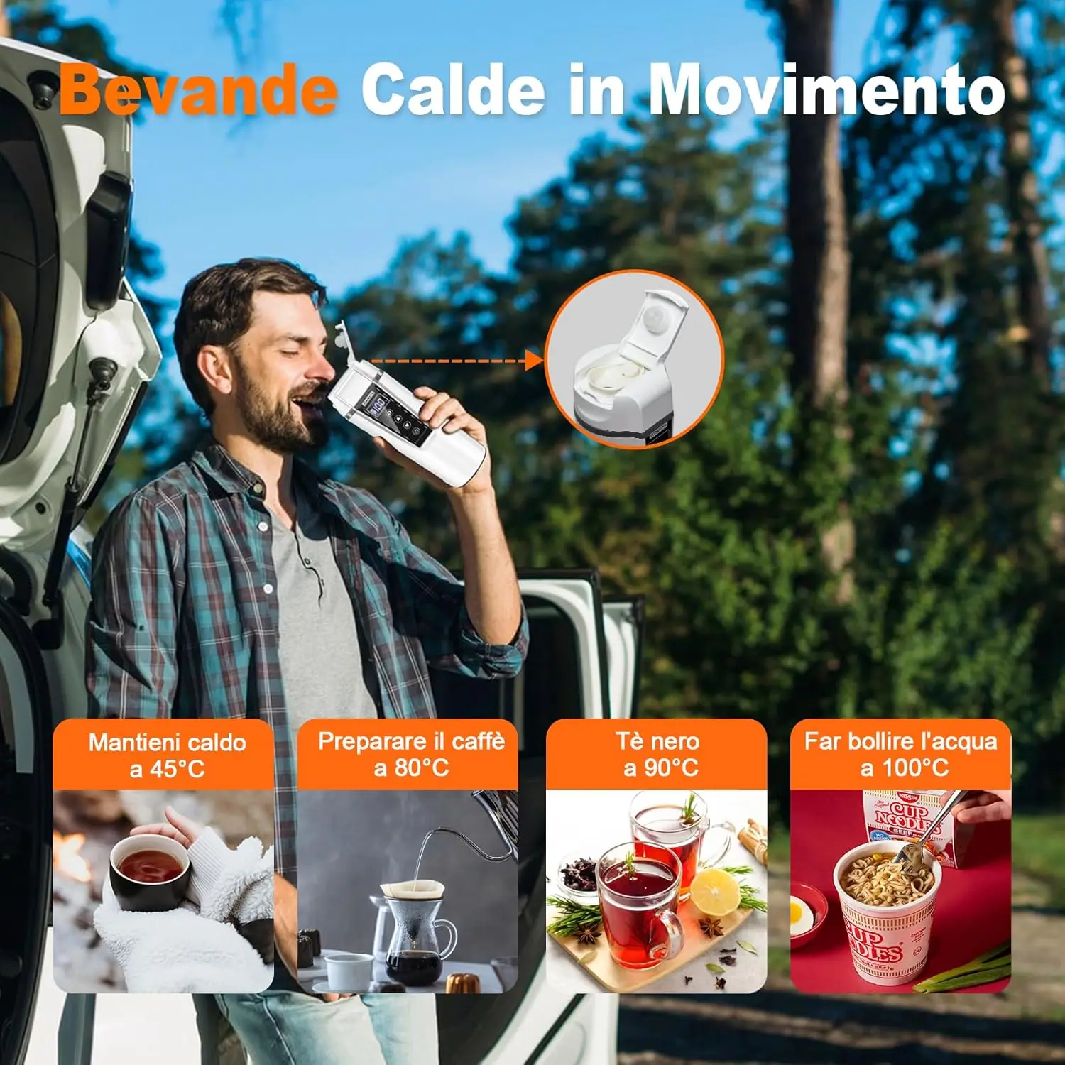 400ml 12V/24V Car Electric Kettle For Truck And Car, Portable Travel Water Boiler For Coffee And Tea, Temperature Control, Keep