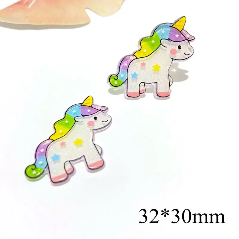 10Pcs/lots New Planar Unicorn Rainbow Flatback Cartoon Decorations DIY Arts Crafts Sticker Accessories Glitter  Bow Resin image 4