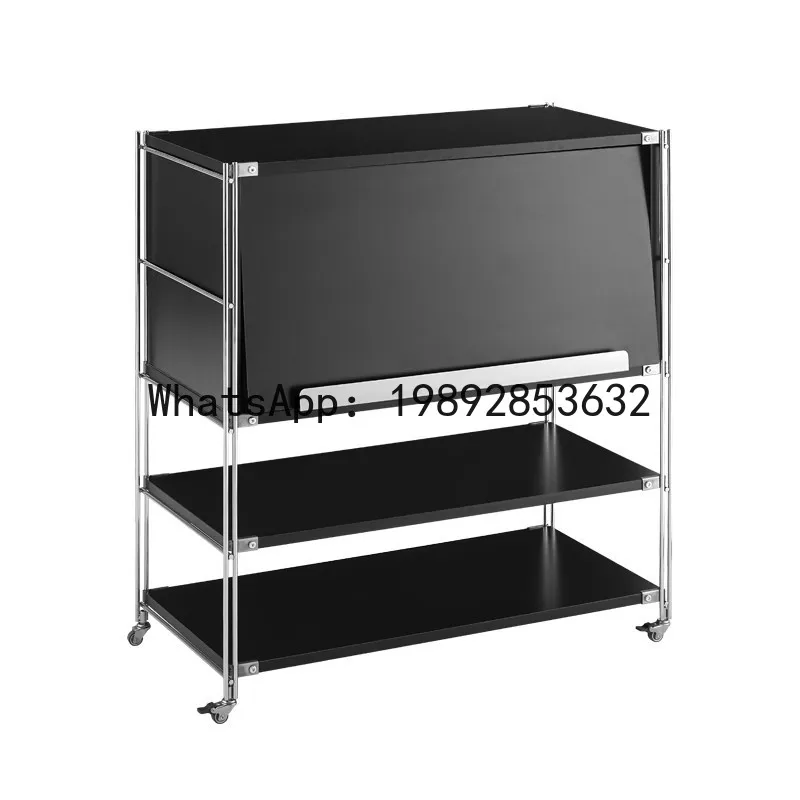 CZ Solid Wood  Modern Double-Layer Cabinet Movable Lounge Area Coffee Machine Storage Cabinet Bedroom Simple Bedside Table