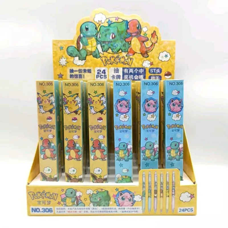 

24pcs/ лот Creative Pokemon Press Gel Pen Cute 0.5mm Black Ink Signature Pens промо-подарочные школьные принадлежности офиса