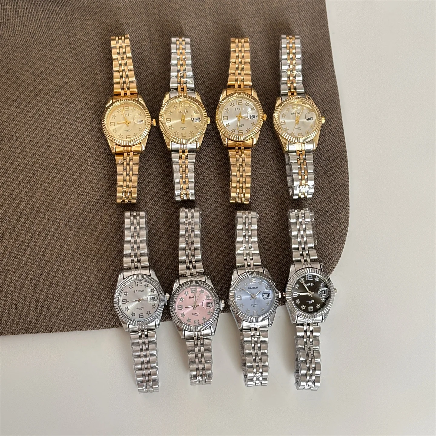 ساعة يد أنيقة مستديرة من الفولاذ عالي القيمة للنساء، ساعة يد بتصميم فاخر وخفيف الوزن، هدية لصديقتك