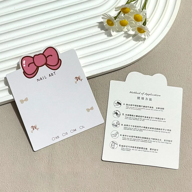 10Pcs Bow Tie False Nails Display Cards Cartoon New Style False Nail Tips Portable Nail Photography Props Manicure Showing Tools
