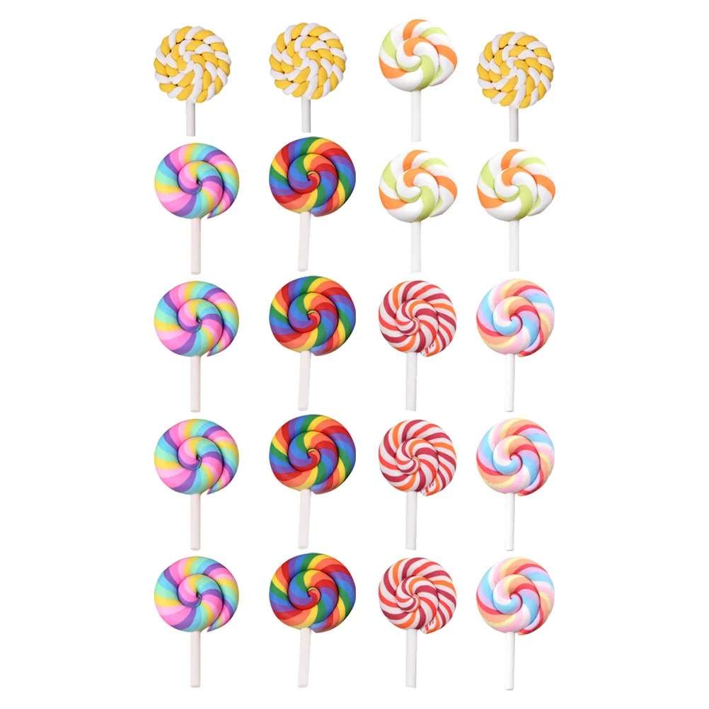 

20 Pcs Decorate Simulation Lollipop Lollipops Pendent Polymer Clay Miniature Scene Decors