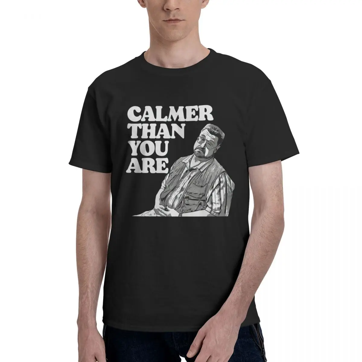 2024 Calmer Than You Are Funny Tees Walter Sobchak Big Lebowski Printed Men T-Shirts Funny Clothing Oversize Casual Cotton Tops