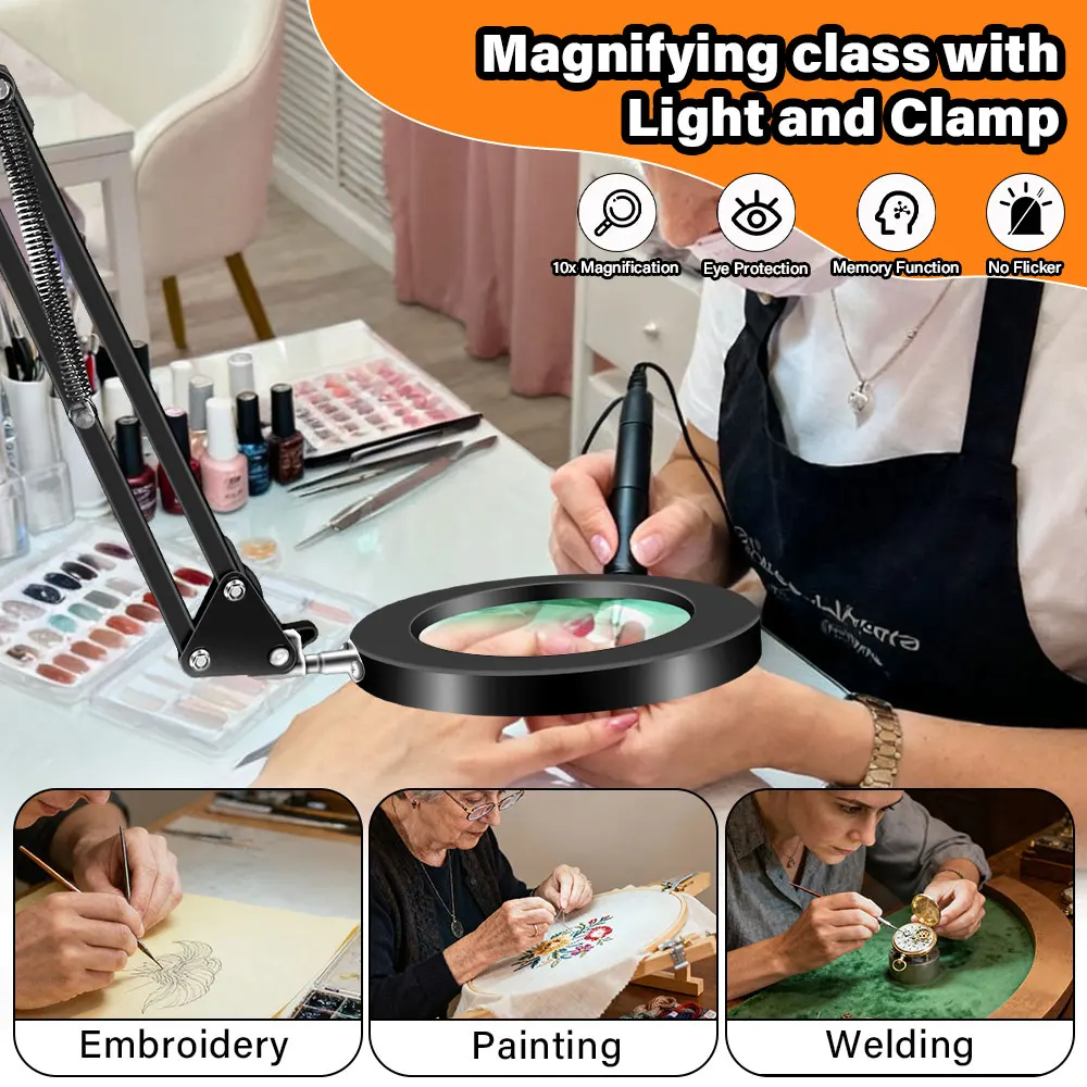 ترقية 3-قطعة مصباح عدسة مكبرة قابلة للطي مع 3 ألوان ضبط أضواء LED مصباح طاولة القراءة لإصلاح اللحام أعمال قريبة