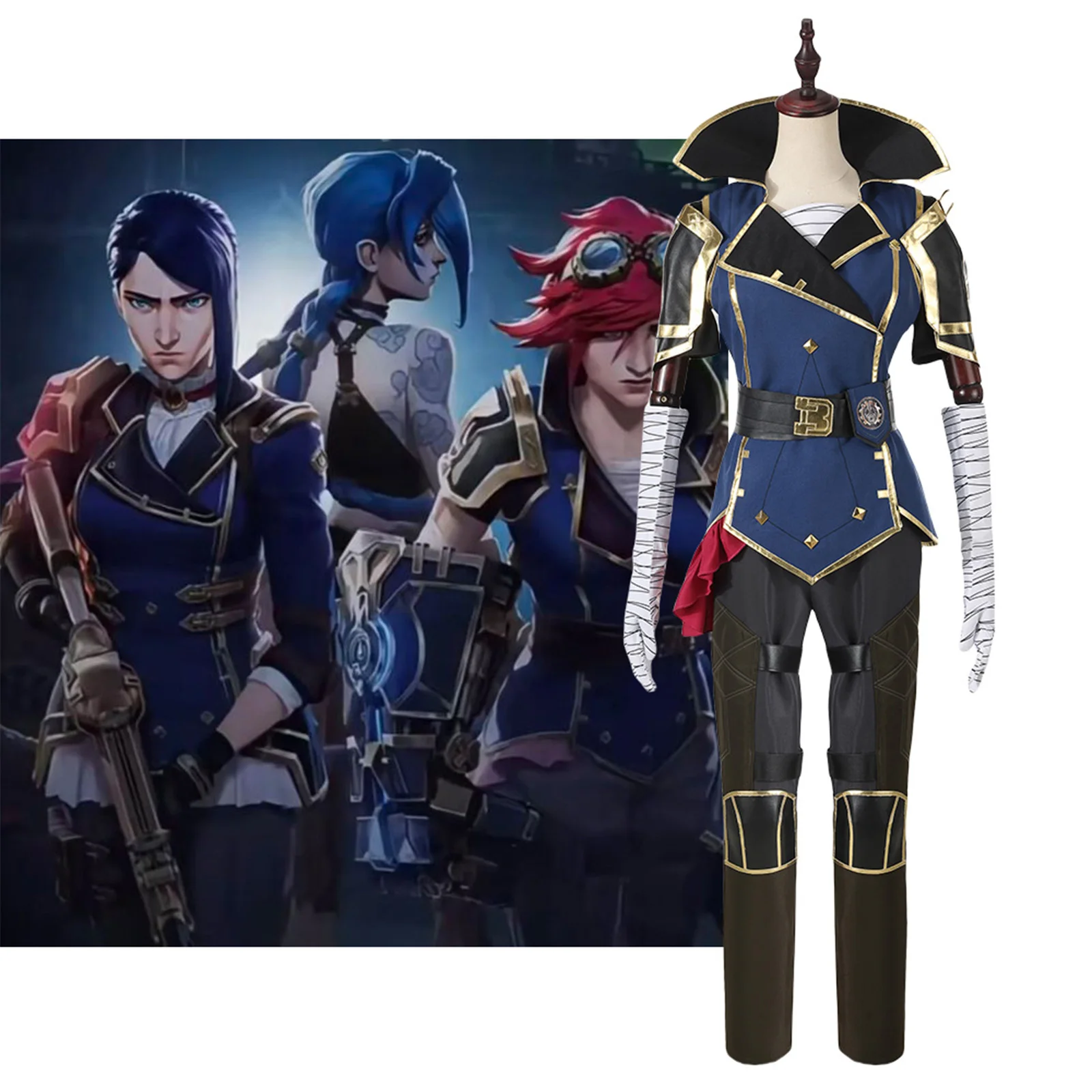 

Legends vi Cosplay Costume Tops Coat Pants with Hat Gloves Belt Full Set for Halloween Christmas Party