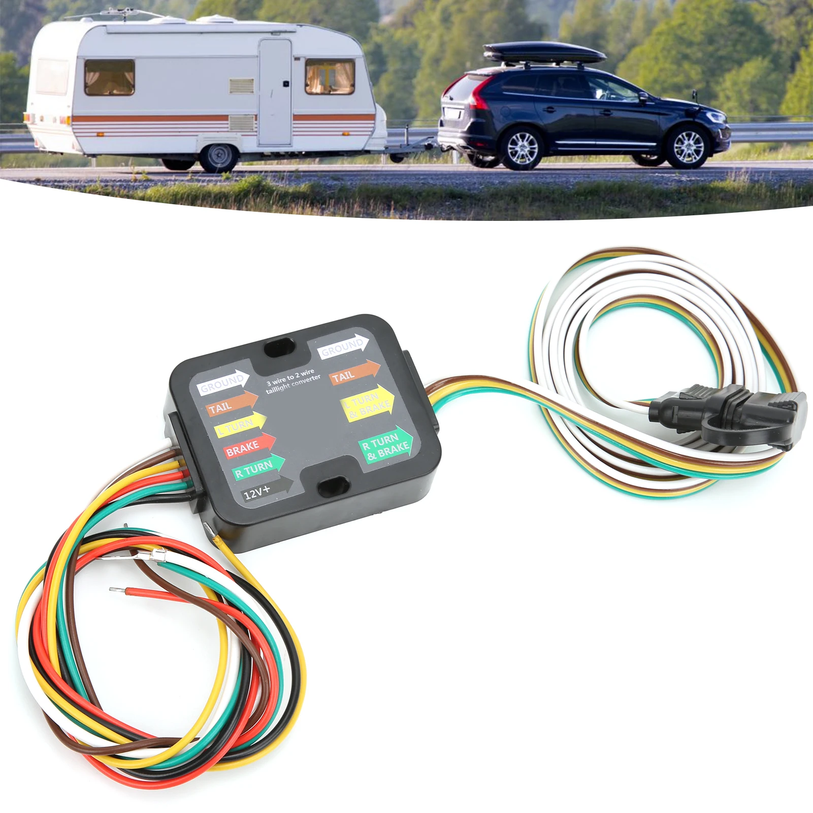 Trailer Tail Light Converter Powered 3 To 2 Wire RV Taillight Converter Stable Performance Plastic Material for RV Accessories