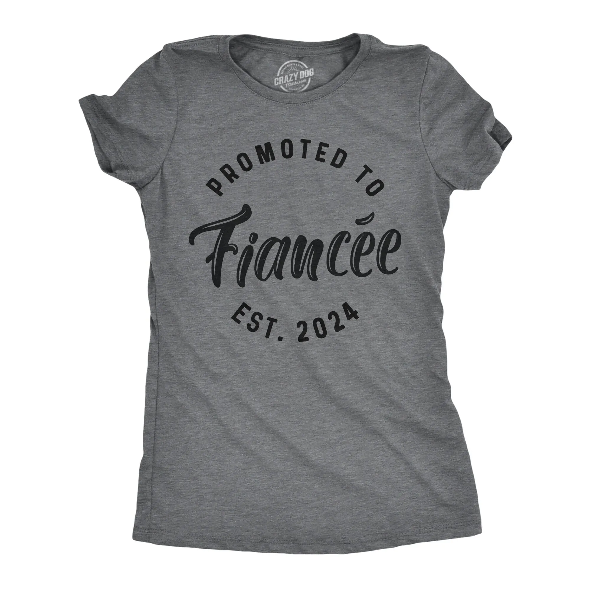 Promoted To Fiancee Est 2024 Just Married T Shirt Women Wife S Bridal Holiday Honeymoon For Bride Engagement