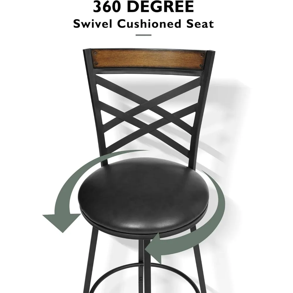 New Black Swivel Bar Stools Set of 2, Adjustable Seat Height Bar Stools, 24/29 Inches Counter Height Stools with Back