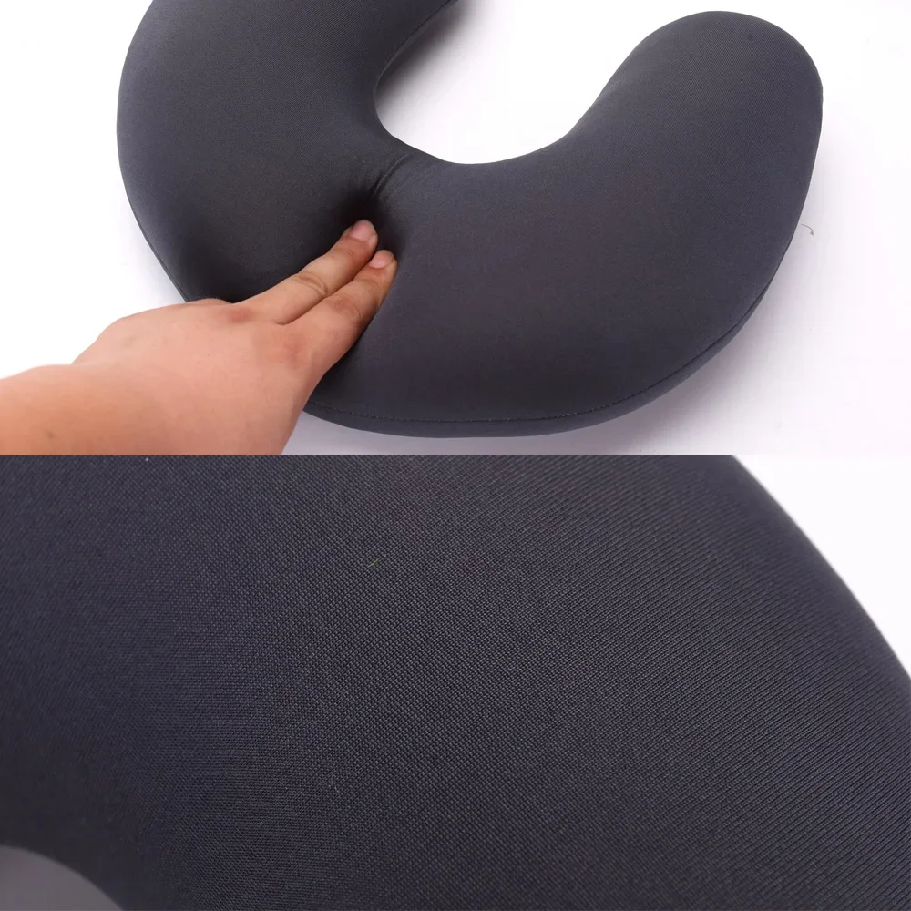 Almohada de viaje en forma de U de nanopartículas, reposacabezas de soporte para el cuello, relleno de microcuentas, cojín suave colorido de vuelo