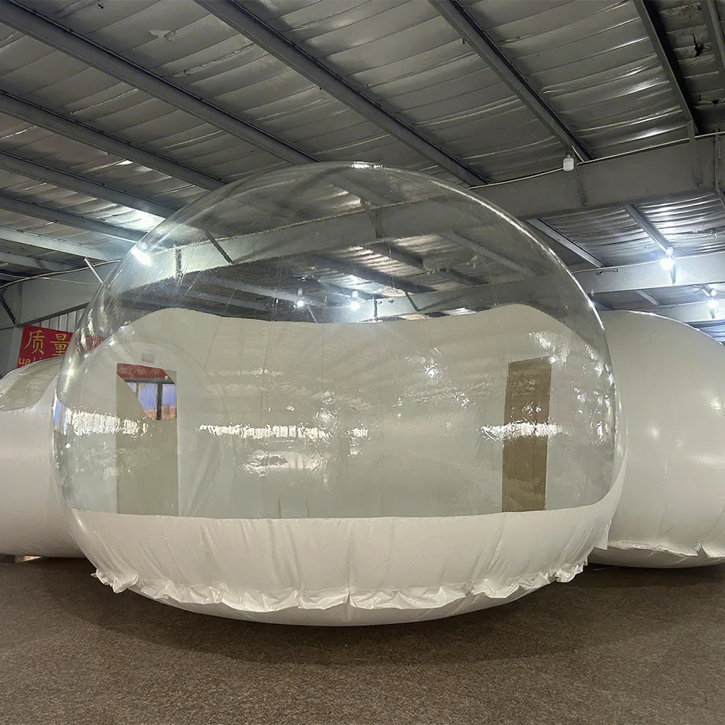 

Easy To Install Camping Half Clear Inflatable Balloon Bubble Tent Capsule House With Bounce House Light Strips