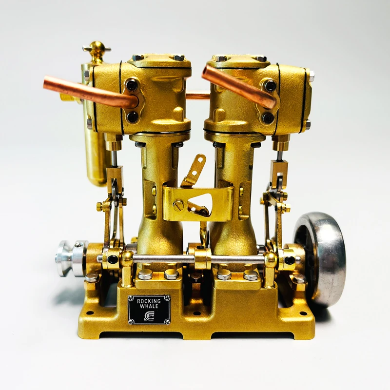 RW Mini V-type stoommachine model retro tweecilinder viertaktmotor metalen speelgoed