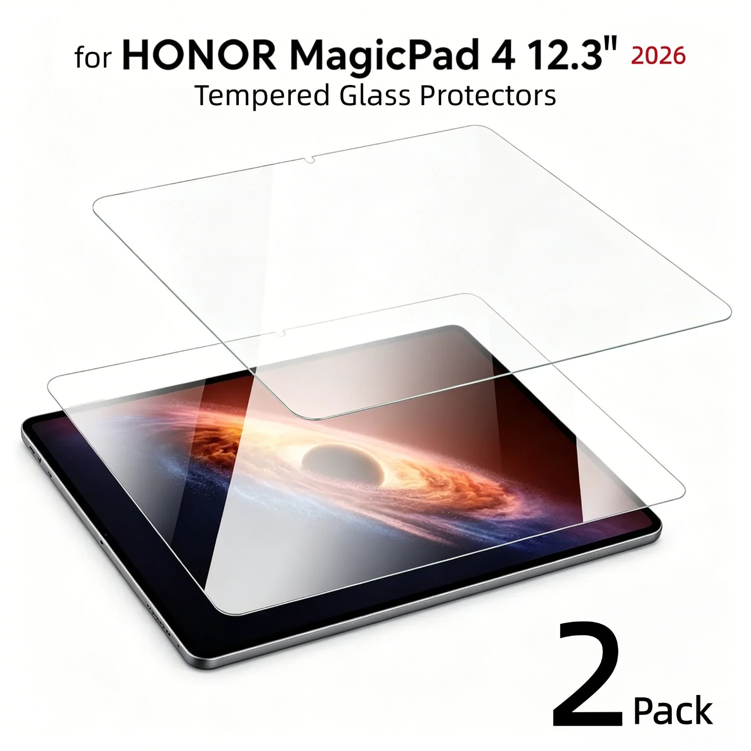 2 Pack Tempered Glass Protectors for HONOR MagicPad4 12.3