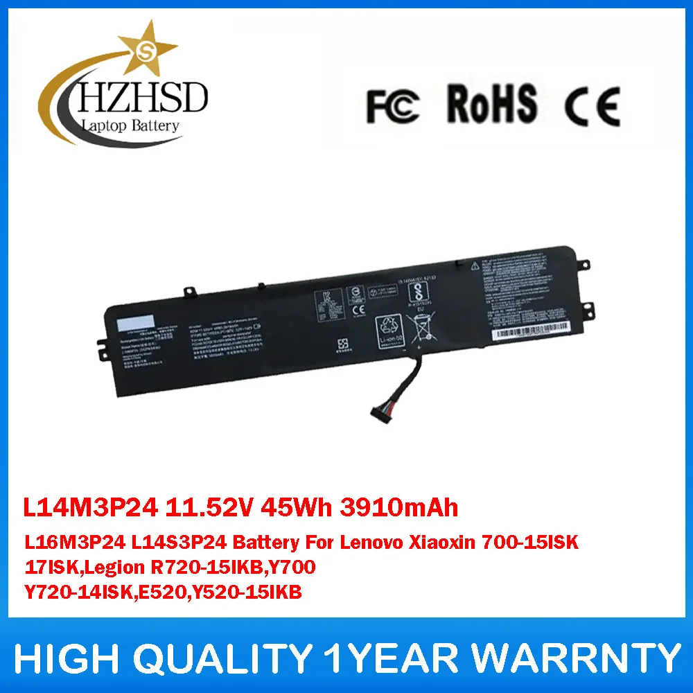 

L14M3P24 11.52V 45Wh 3910mAh L16S3P24 L16M3P24 Laptop Battery For Lenovo Ideapad 700-15ISK 151SK 17ISK Legion R720 Y520-15IKBA