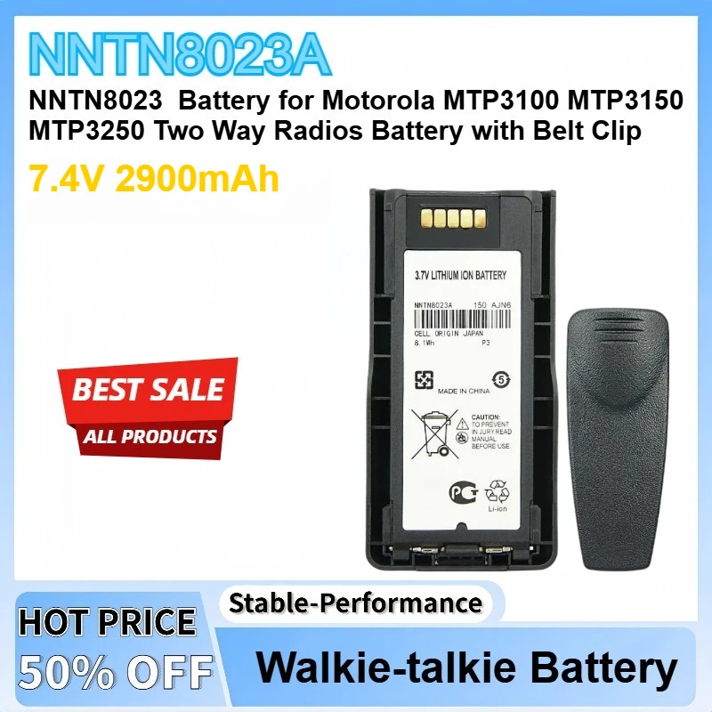 

7.4V 2900mAh NNTN8023 NNTN8023A NNTN8023AC Battery for Motorola MTP3100 MTP3150 MTP3250 Two Way Radios Battery with Belt Clip