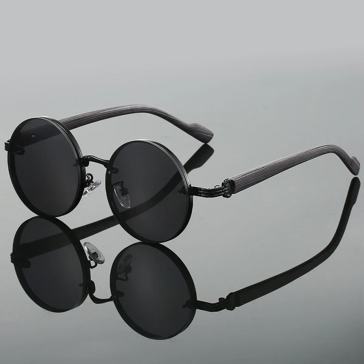 Vintage Round Sunglasses Fashion Classic Gradient Outdoor Shades Trendy Luxury Brand Design Metal Rim Sun Glasses