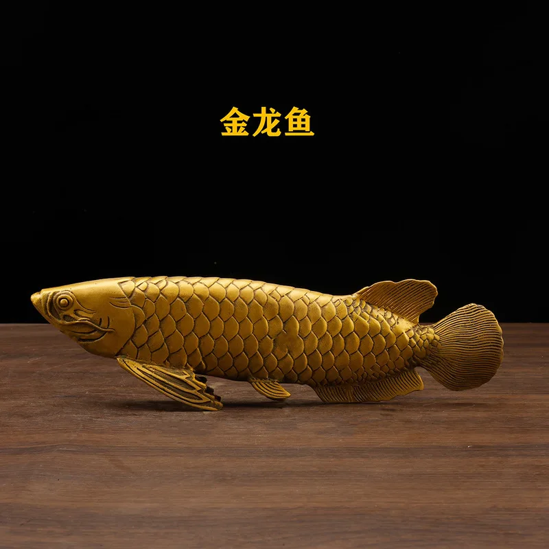 Pure , golden arowana leaping over the dragon gate, koi fish ornament, home decoration, brass craft for