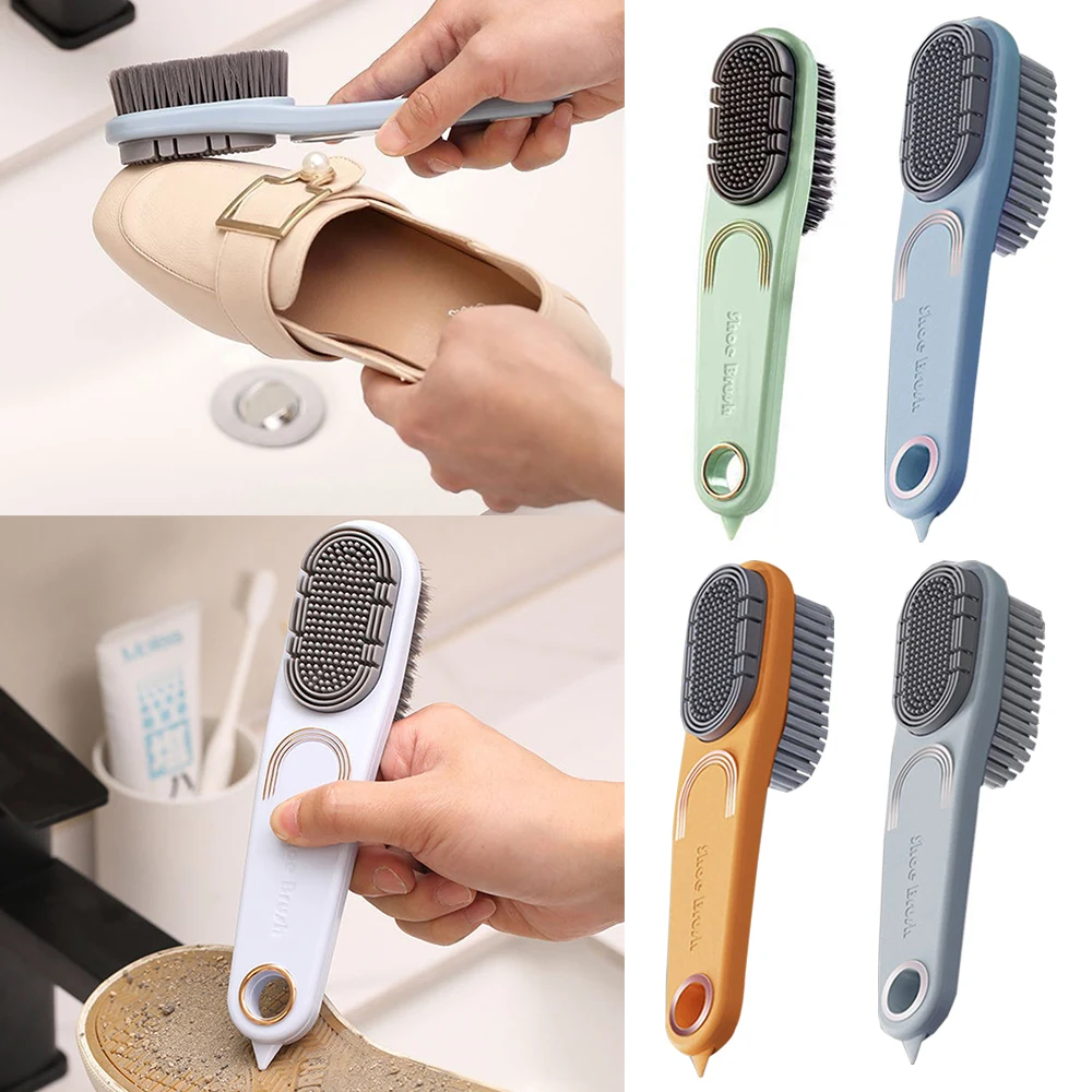 Double-Sided Shoe Cleaning Brush, Stain Dust Rubber, Punho Longo, Roupa Sabonete, Sabonete Escova com Gancho, Ferramenta Multifuncional