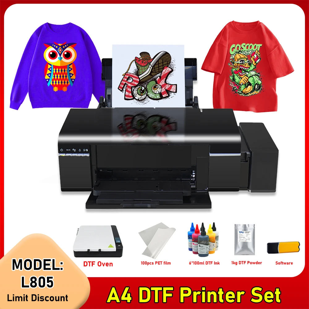 

A4 DTF Printer for Epson L805 DTF Printer Bundle with DTF Oven Direct Transfer Film Printer A4 DTF Printing Machine for T shirt