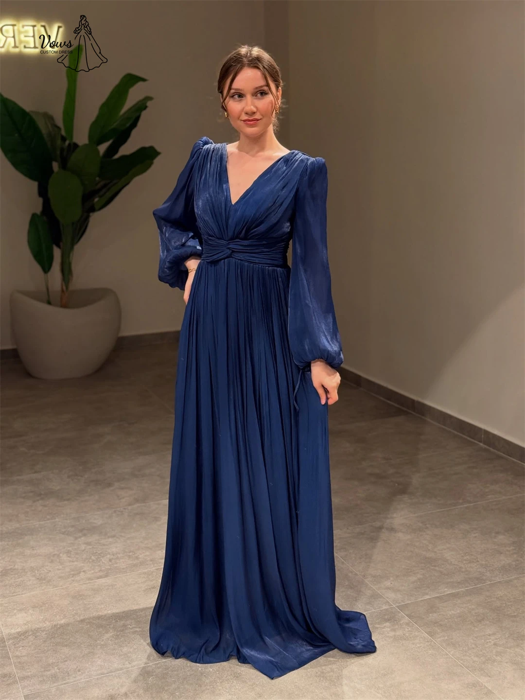 보브 쉬폰 파티 드레스 웨딩 드레스 웨딩 파티 드레스 맞춤 제작 V넥 라인 A라인 이브닝 드레스 럭셔리 2025 프롬 가운