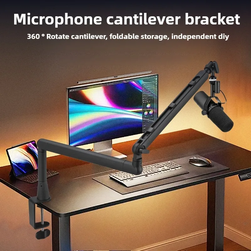 

Microphone boom arm 360°Rotatable Microphone Stand with Desk Mount, Foldable Desk Mic Arm with 3/8'' to 5/8'' Screw Adapter