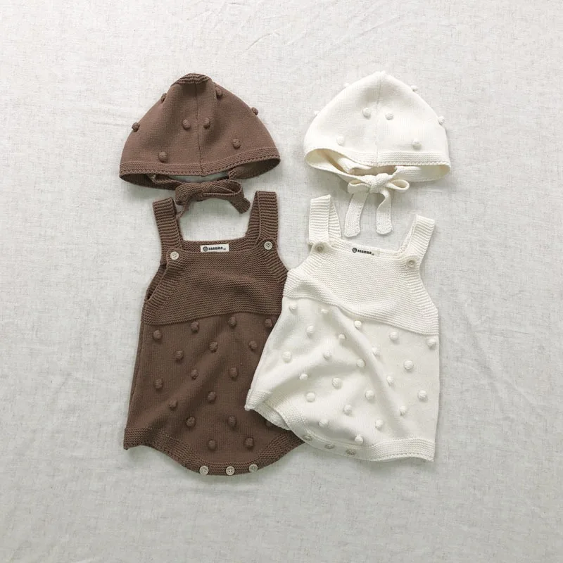 Newborn Baby Unisex Knitting Romper Boy Overall Cute Yarn Ball Solid Color Knitwear Toddler Bebe Girls Jumpsuit Children Clothes