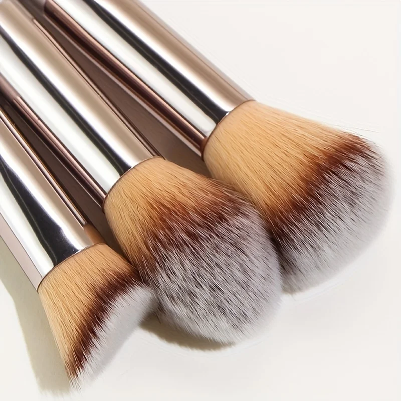 10-teiliges Champagner-Gold Pinselset - Vegane & Tierversuchsfreie Borsten, All-in-One Gesichts- & Augen-Kit (Anfänger/Profis) – Detail 4