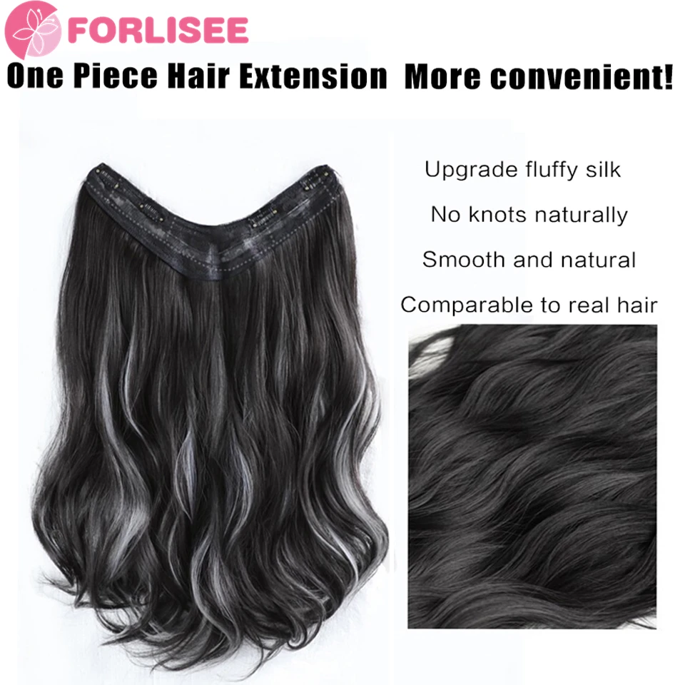 Synthetic Wig Piece Women\'s One Piece Hair Increase Volume Fluffy Traceless U-shaped Spot Dyed Long Curly Hair Extension