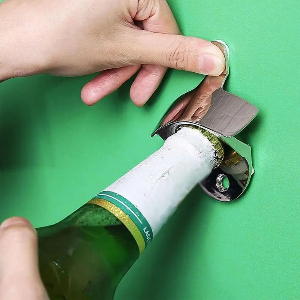 الفولاذ المقاوم للصدأ بدون مسامير بار نادي لوازم بار البيرة الصودا غطاء أدوات فتاحة الزجاجات الحائط فتاحة فتاحة النبيذ الثابتة