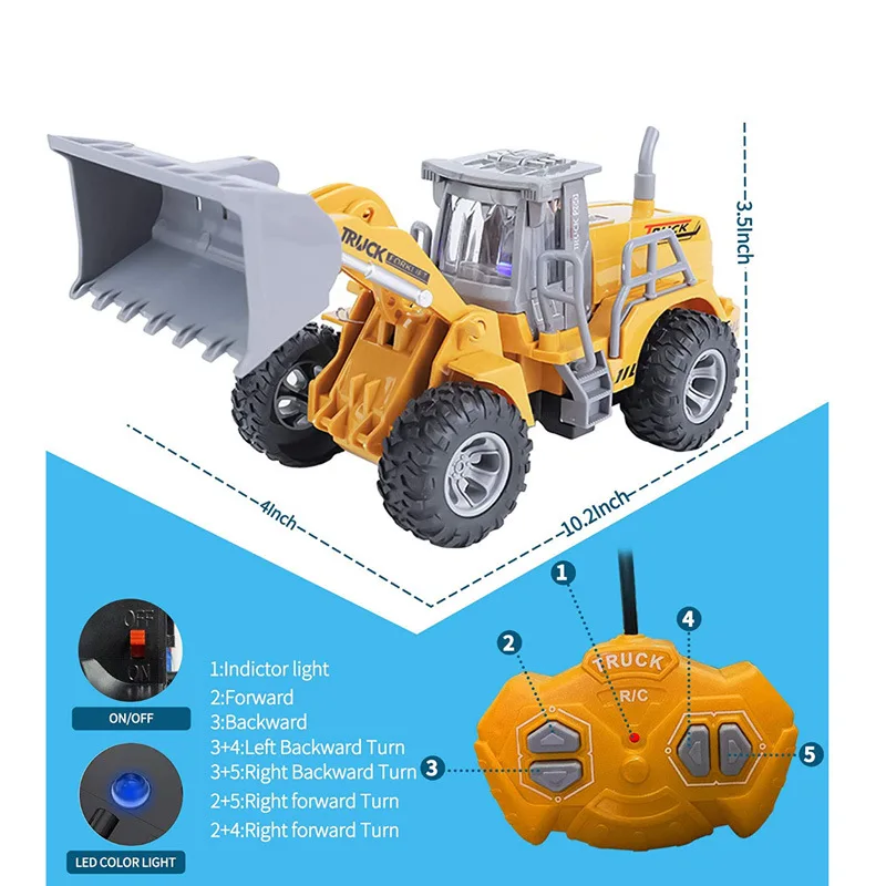 Rc Car Toys Truck 1:30 Wheel Shovel Loader 6CH 4WD Metal Remote Control Bulldozer Construction Vehicles For Boys Hobby Toy Gifts