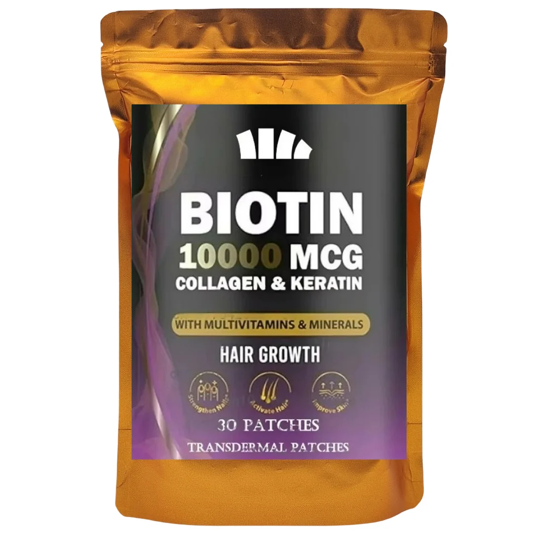 Biotin Transdermal Patches Keratin Marine Collagenstrength Hair Skin For Women & Men 30 Patches