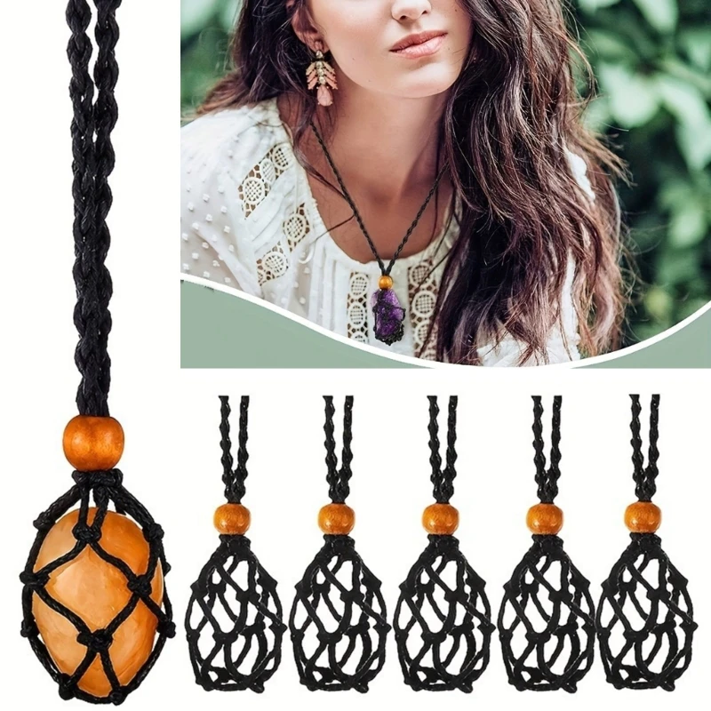 10Pcs Versatile Stone Holder Necklace Cord Set Adjustable Rope Neckchain for Holding Gemstones Stylish Women Ornament X3UD