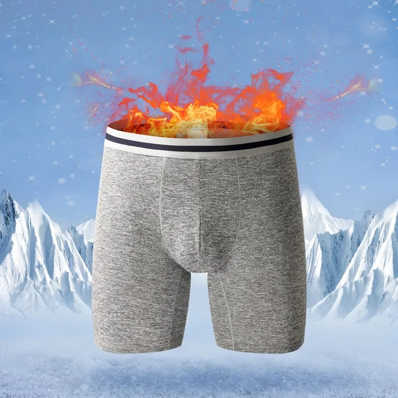 Warm Plush Men Boxers Constant Temperature and Cold Proof Four Corner Men\'s Underpants Thickened Short and Wear Proof